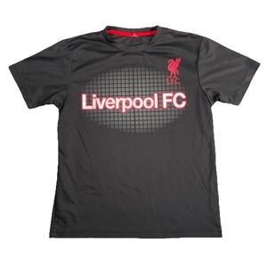 LFC Liverpool Football Club Futbol Jersey Boys SZ Large Black Red Soccer Shirt